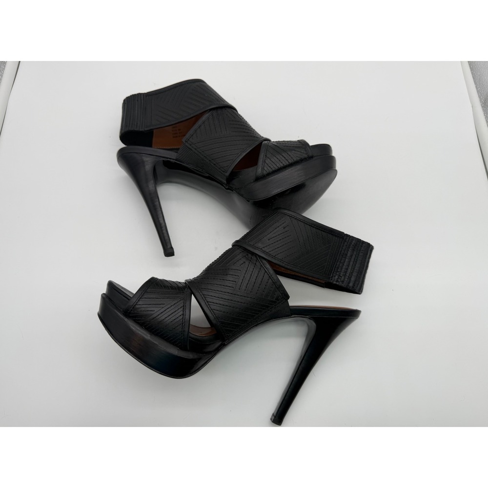 Calvin Klein Alex Black Platform Sandals Stiletto‎ High Heels Womens 8M
